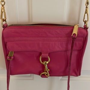 Rebecca Minkoff hot pink cross body bag with gold hardware